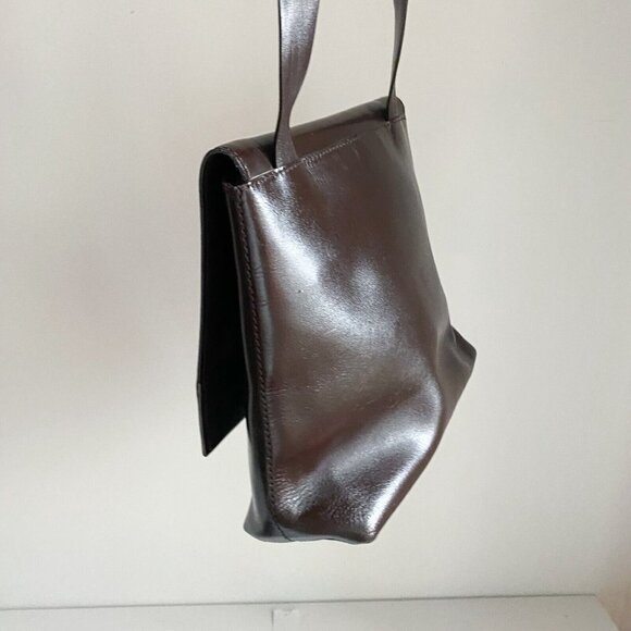 Vintage Kenneth  Cole New York 90s Minimalist Dark Chocolate Brown Shoulder Bag - Picture 6 of 12